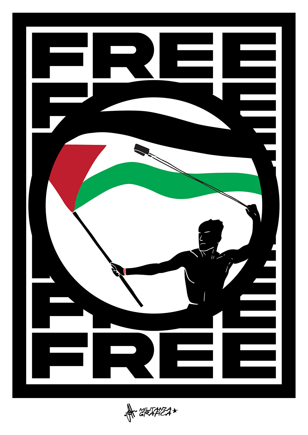 Free Palestine - T-shirt bianca